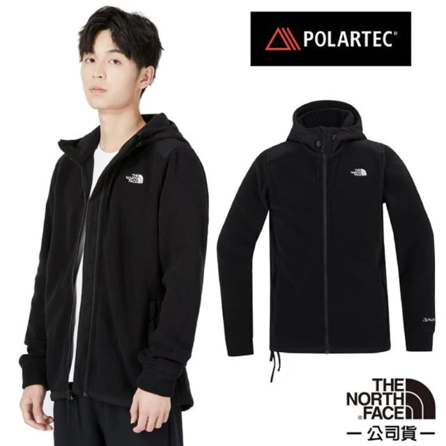 The North Face 男款 Polartec 輕量耐磨連帽抓絨保暖外套_亞洲版型/刷毛夾克(7W7M-KX7 黑 N)