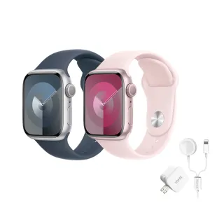 充電全配組【Apple】Apple Watch S9 GPS 41mm(鋁金屬錶殼搭配運動型錶帶)