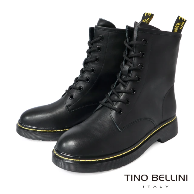 TINO BELLINI 貝里尼TINO BELLINI 貝里尼 時尚潮流馬汀綁帶短靴FWMV003C(黑色)