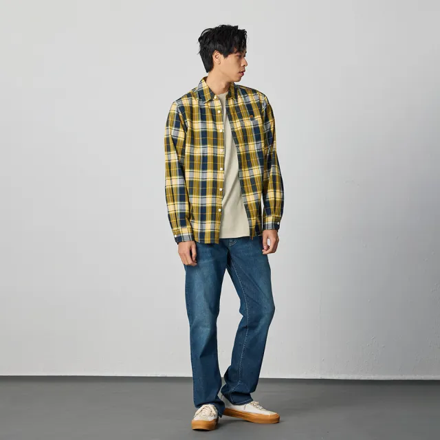 【Lee 官方旗艦】男裝 長袖襯衫 / 經典撞色格紋 薑黃棕 舒適版型(LB407002171)