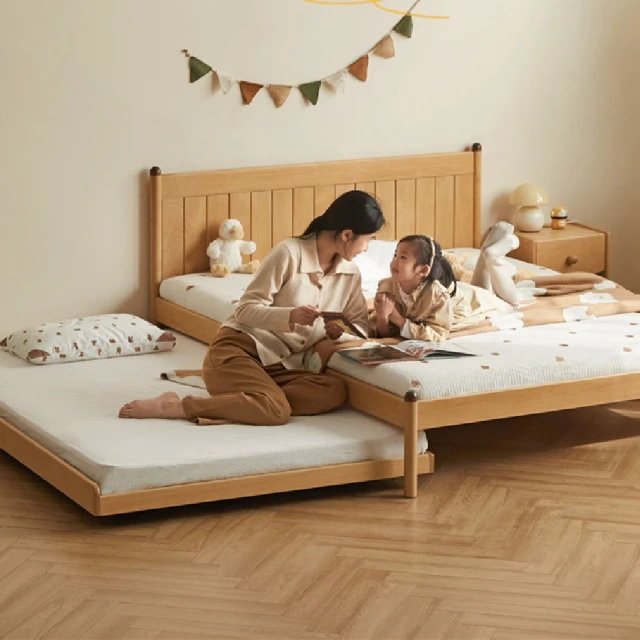 Taoshop 淘家舖Taoshop 淘家舖 Ｗ - 實木兒童床簡約子母床歐洲櫸木上下床臥室抽拉雙層床 C02039(1.2X2米山毛櫸－上床)