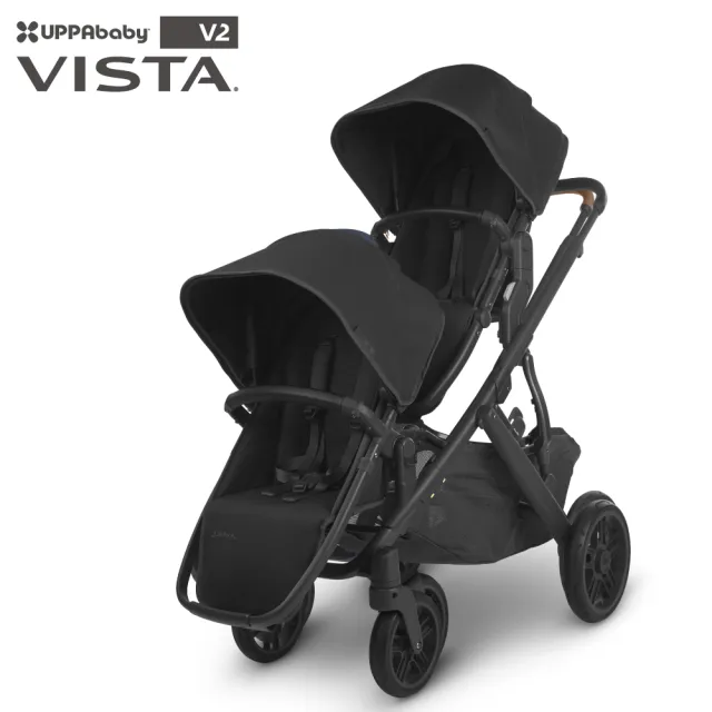 【UPPAbaby】VISTA V2 雙人推車+新生兒貼身座墊*2+上座加高轉接器(王者之尊旗鑑雙寶推車)