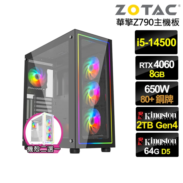 NVIDIA i5十四核GeForce RTX 4060{音速勇士B}電競電腦(i5-14500/華擎Z790/64G/2TB)