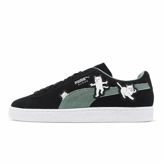 PUMA Puma X RIPNDIP 休閒鞋 Suede Black 男鞋 中指貓 聯名 麂皮 黑 綠(39387201)