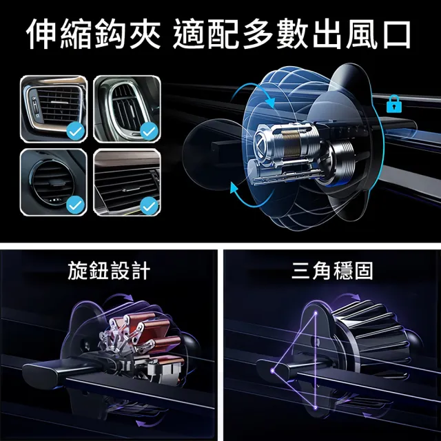 Pipe 強力磁吸 MagSafe手機支架 伸縮鈎夾穩固不脫落 通用出風口 汽車用手機架 導航車架