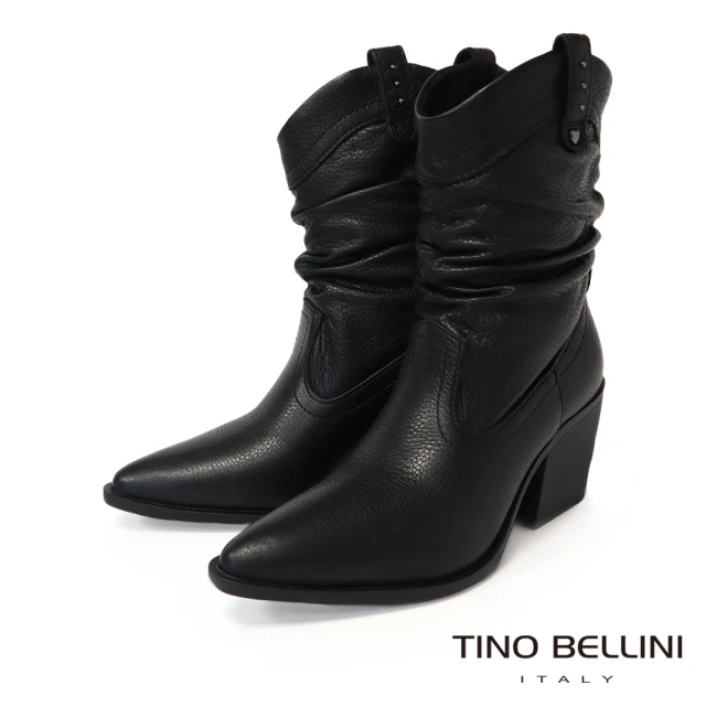 TINO BELLINI 貝里尼TINO BELLINI 貝里尼 巴西進口時尚抓皺尖頭短靴FWUT005(黑色)