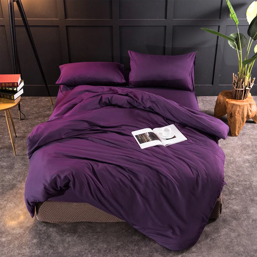 【巴麗維亞】素面四件式被套床包組奢華美感-萌紫色(雙人)
