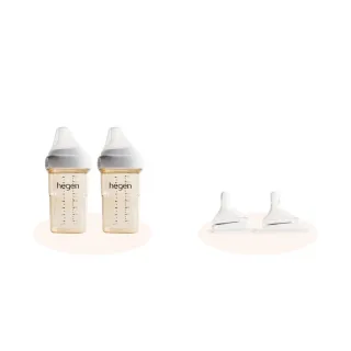 【hegen】240ml 奶瓶暢銷組-『寬口奶瓶 240ml 雙瓶組+奶嘴快速 兩入組』(母嬰用品 新生禮 不含塑化劑)