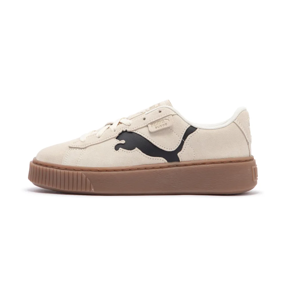 【PUMA】休閒鞋 運動鞋 女鞋 Suede Platform Cutout Wns 卡其色 米白(39723302)