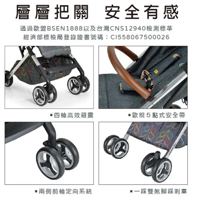 【HTGC】可登機 輕量秒收 單手折疊 嬰兒推車嬰兒車/單腳剎車/170度平躺/推車/手推車/娃娃車 北歐風