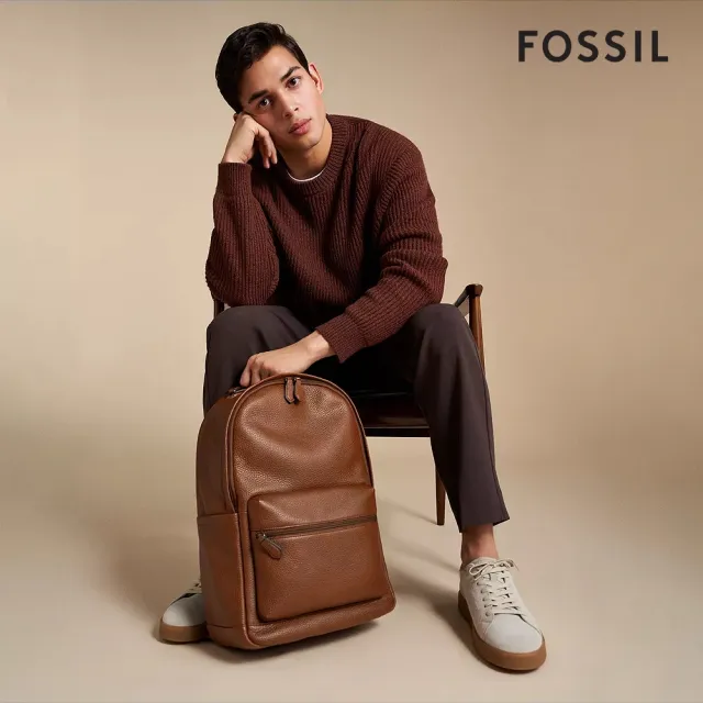 【FOSSIL 官方旗艦館】Buckner 真皮後背包-棕色 MBG9631210