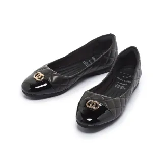 【FAIR LADY】我的旅行日記 別緻小香風釦飾菱格平底鞋(黑、5J2889)