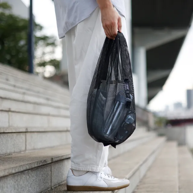 【SHUPATTO】水滴型型戶外系列秒收環保時尚網袋-小(黑/9L/環保袋/啪啪包/防潑)
