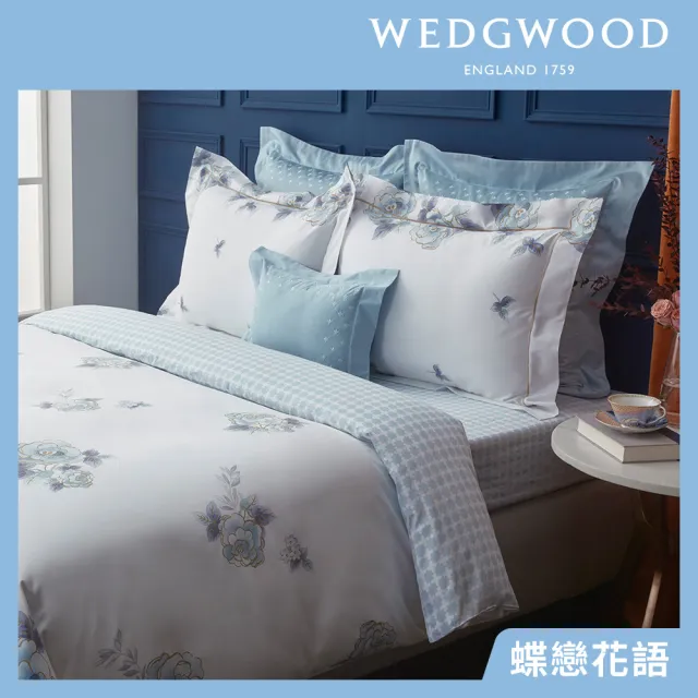 【WEDGWOOD】60支100%天絲兩用被枕套床包四件組-蝶戀花語(加大)