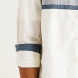 【Arnold Palmer 雨傘】男裝-條紋撞色拼接長袖襯衫(白色)