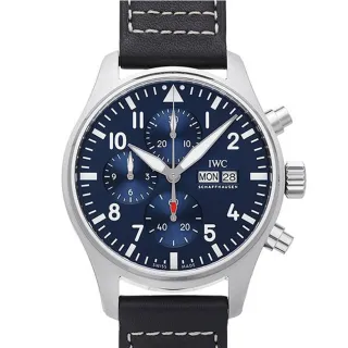 【IWC 萬國錶】飛行員計時藍面藍皮帶x43mm(IW378003)