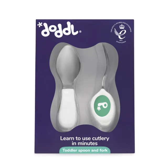 【Doddl】英國人體工學秒拾餐具 - 兒童學習餐具 兩件組 學習餐具 叉匙組(3色可選含湯匙、叉子)