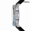 【FOSSIL 官方旗艦館】Fossil Blue 漸層藍海GMT指針手錶 黑色矽膠錶帶 46MM FS6049