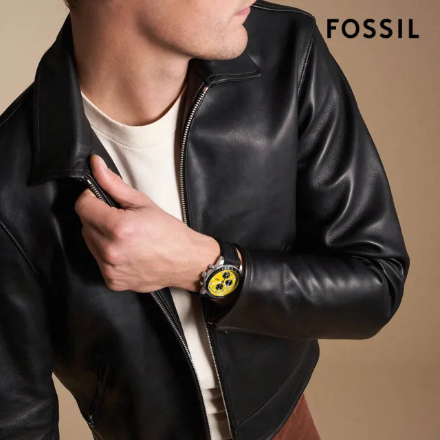 【FOSSIL 官方旗艦館】Sport Tourer系列 三眼計速指針手錶 真皮/矽膠錶帶 42MM(多色可選)