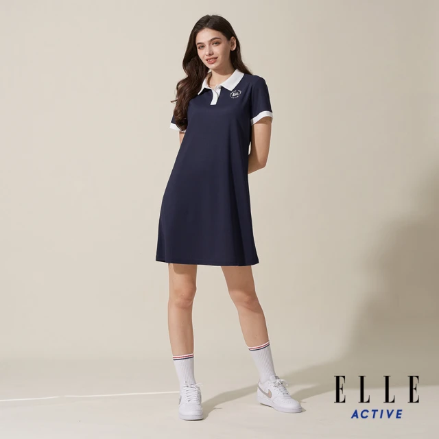 ELLE ACTIVEELLE ACTIVE 女款 簡約修身配色連身洋裝-深藍色(EA24M2W2601#39)