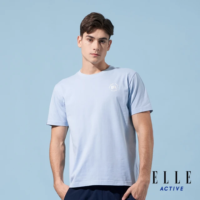 ELLE ACTIVE 男款 圓領短袖針織T恤-淺藍色(EA