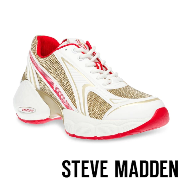 STEVE MADDEN SATELLITE 鑽面拼接綁帶老爹鞋(紅金色)