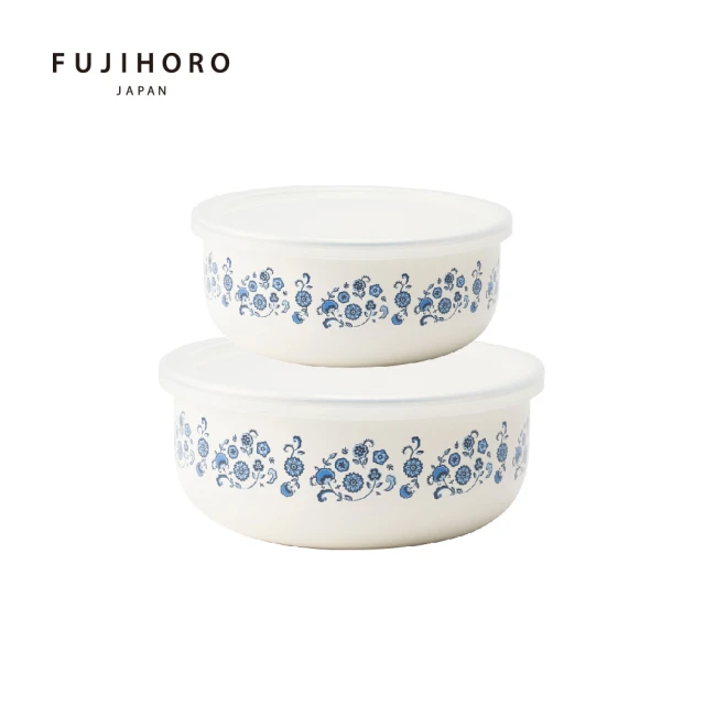 FUJIHORO 富士琺瑯 Memories 圓形琺瑯保鮮盒14cm+18cm(800ml+1800ml)