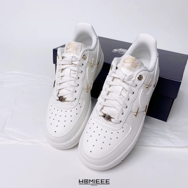 NIKE 耐吉 Nike Air Force 1”07 Mini Gold 金勾 白金 白色(FV3654-111)