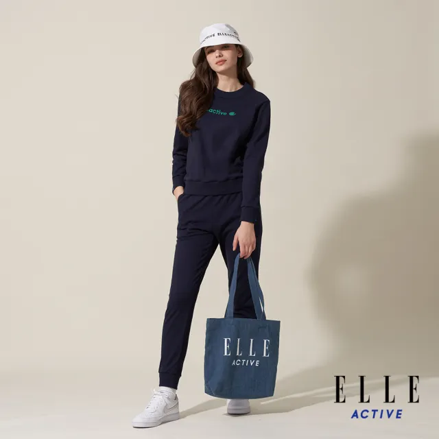 【ELLE ACTIVE】女款 休閒圓領長袖T恤-深藍色(EA24S2W1701#39)