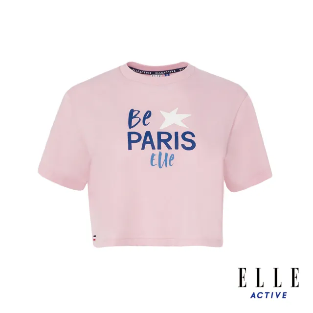 【ELLE ACTIVE】女款 短版印花短袖圓領T恤-粉色(EA24M2W1604#72)