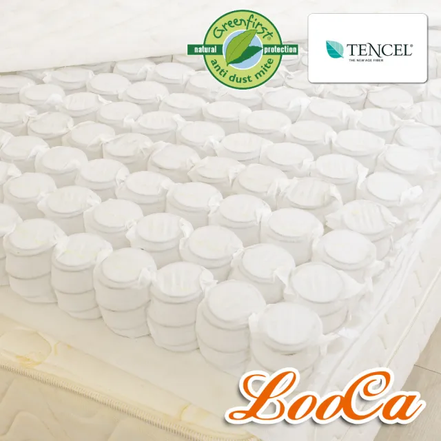 【LooCa】防蹣防蚊天絲12cm獨立筒床墊-輕量型(加大6尺-送彈力棉枕x2)
