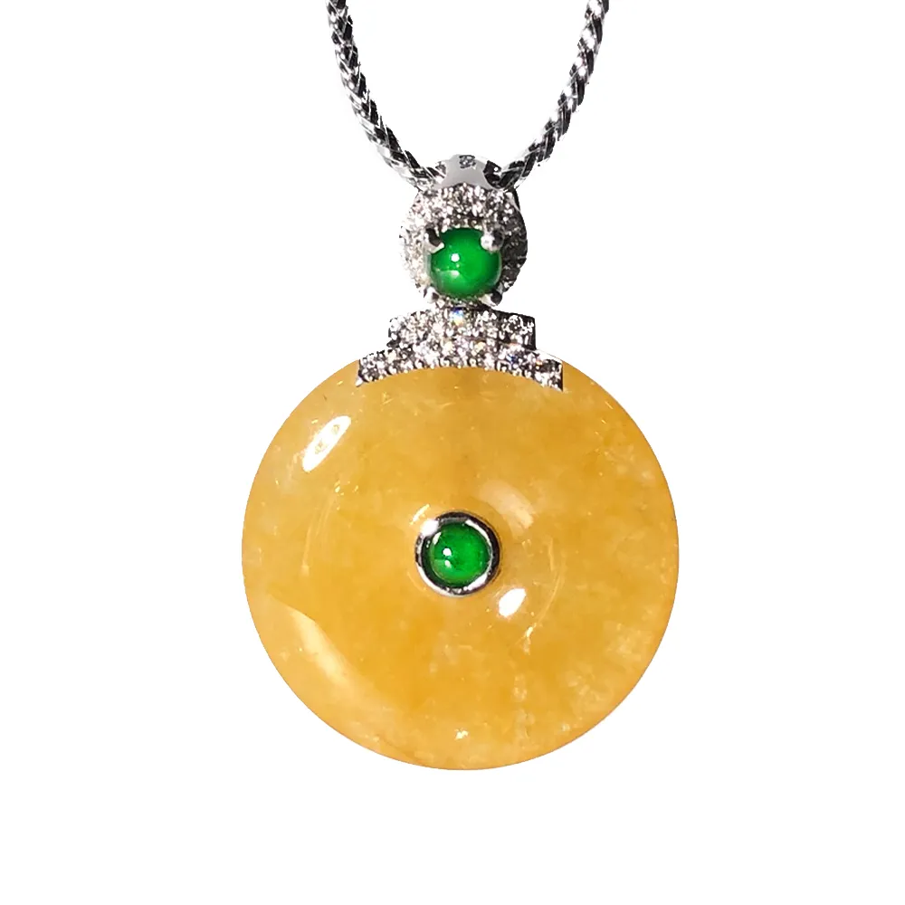Fubibaoding jeweler 富璧寶鼎珠寶】帝王黃冰糯翡翠平安扣墜(天然A貨