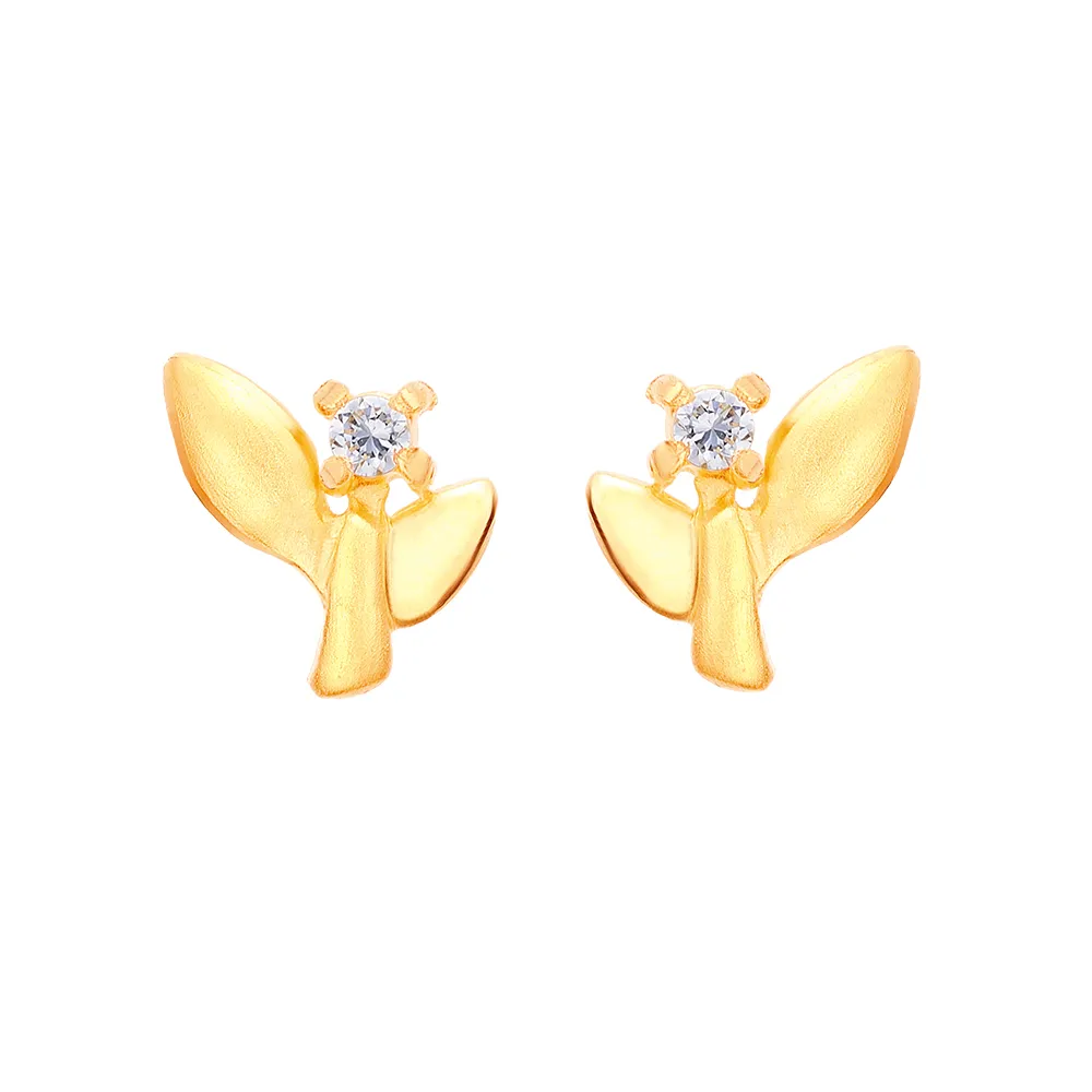 【幸運草金飾】時光香氣 鋯石＋黃金 耳環(金重 0.35錢±0.08)