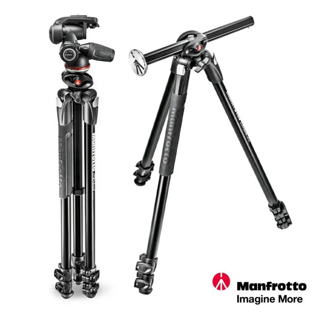 【Manfrotto 曼富圖】290系列套組 豪華三節腳架+三向雲台套組 MK290DUA3-3W(公司貨)