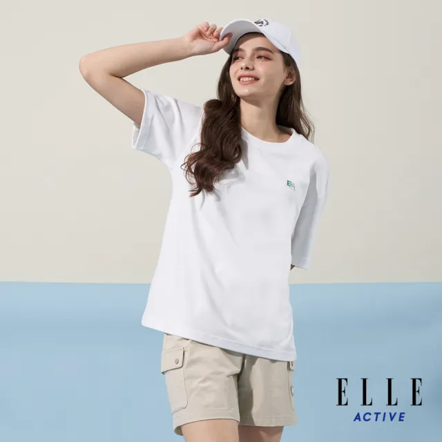 【ELLE ACTIVE】女款 寬版剪接圓領短袖T恤-白色(EA24M2W1601#90)