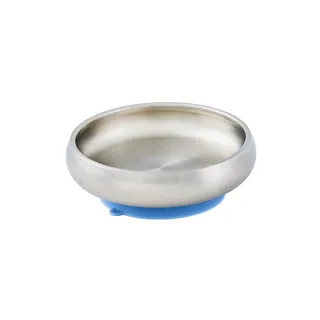 【little.b】316雙層不鏽鋼寬口麥片吸盤碗-宇宙藍(碗緣凹槽防漏)