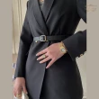 【SAS】法式斜紋羊毛薄呢西裝外套(女式寬鬆西裝外套 雙排扣 小個子 小西裝外套 中長版 SN183C)