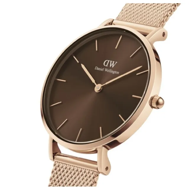 【Daniel Wellington】Petite Amber 幻彩琥珀棕米蘭金屬錶32mm(DW00100477)
