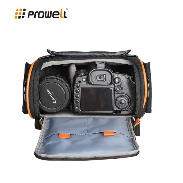 【PROWELL 普樂威】一機兩鏡相機保護包/休閒攝影斜背包 WIN-22260(側背包 贈防雨罩)