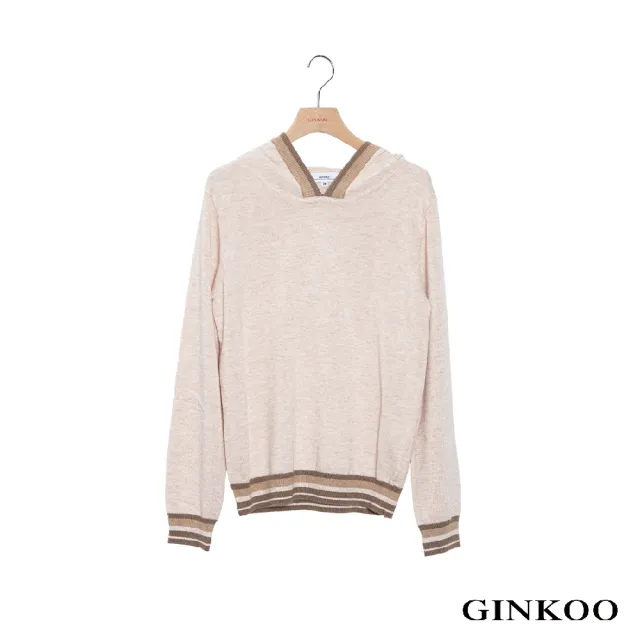 【GINKOO 俊克】跳色針織連帽上衣