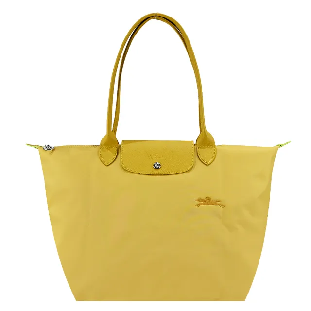 【LONGCHAMP】LE PLIAGE GREEN系列刺繡長把再生尼龍摺疊水餃包(大/多色選)