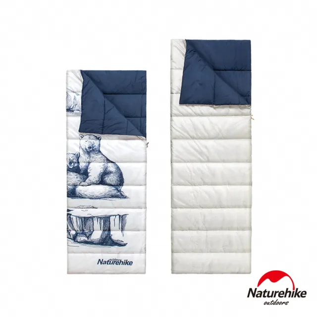 【Naturehike】四季通用加大加厚雙人帶枕睡袋 北極熊 MSD06(台灣總代理公司貨)