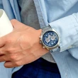 【CITIZEN 星辰】飆風悍將光動能三眼計時不鏽鋼腕錶/銀x藍面(CA4560-81L)