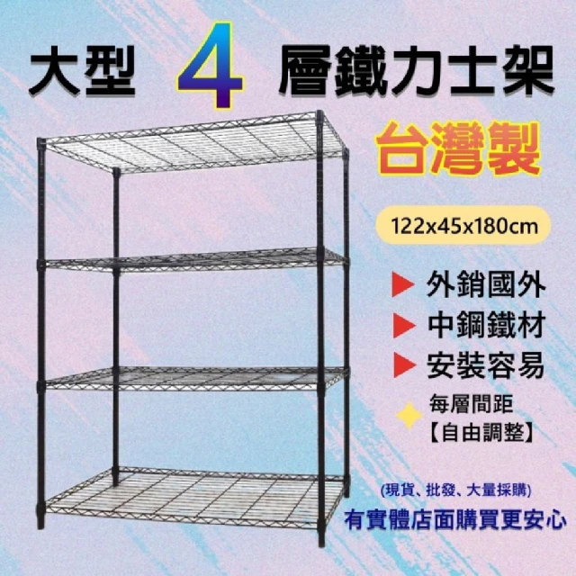興雲網購 60cm四層碳鋼圍欄款置物架-可調式25管(置物架