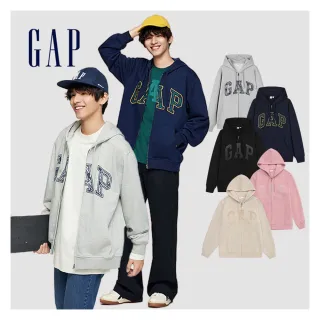 【GAP】男裝 Logo連帽外套 碳素軟磨法式圈織系列-多色可選(885513)