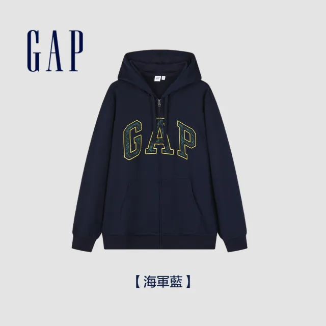 【GAP】男裝 Logo連帽外套 碳素軟磨法式圈織系列-多色可選(885513)