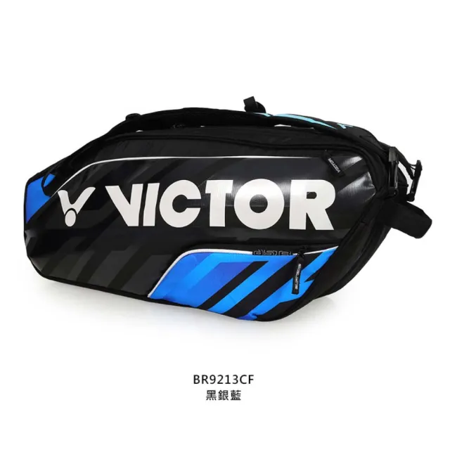 【VICTOR 勝利體育】6支裝羽拍包-後背包 雙肩包 肩背包 裝備袋 球拍袋 羽球 勝利 黑銀藍(BR9213CF)