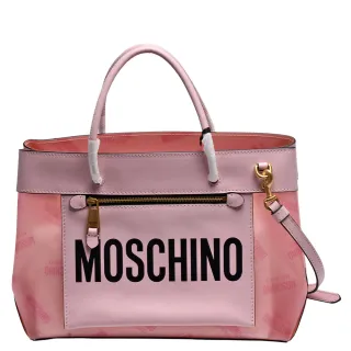 【MOSCHINO】經典品牌LOGO手提/斜背包(粉紅色7A7516-8214-1224)