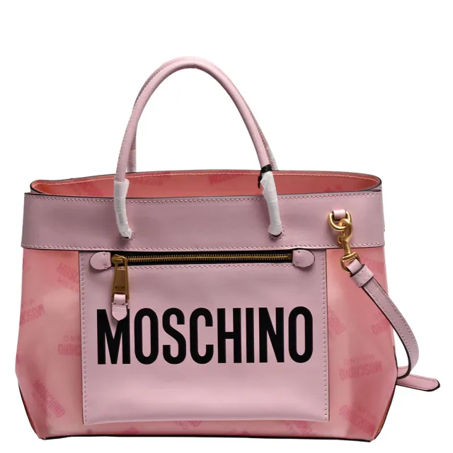 【MOSCHINO】經典品牌LOGO手提/斜背包(粉紅色7A7516-8214-1224)