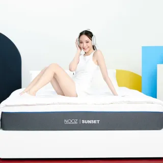 【Lunio】NoozSunset雙人加大6尺乳膠床墊+枕(英國工藝舒緩腰酸  專為台灣人所打造 亞馬遜銷售破十萬張)